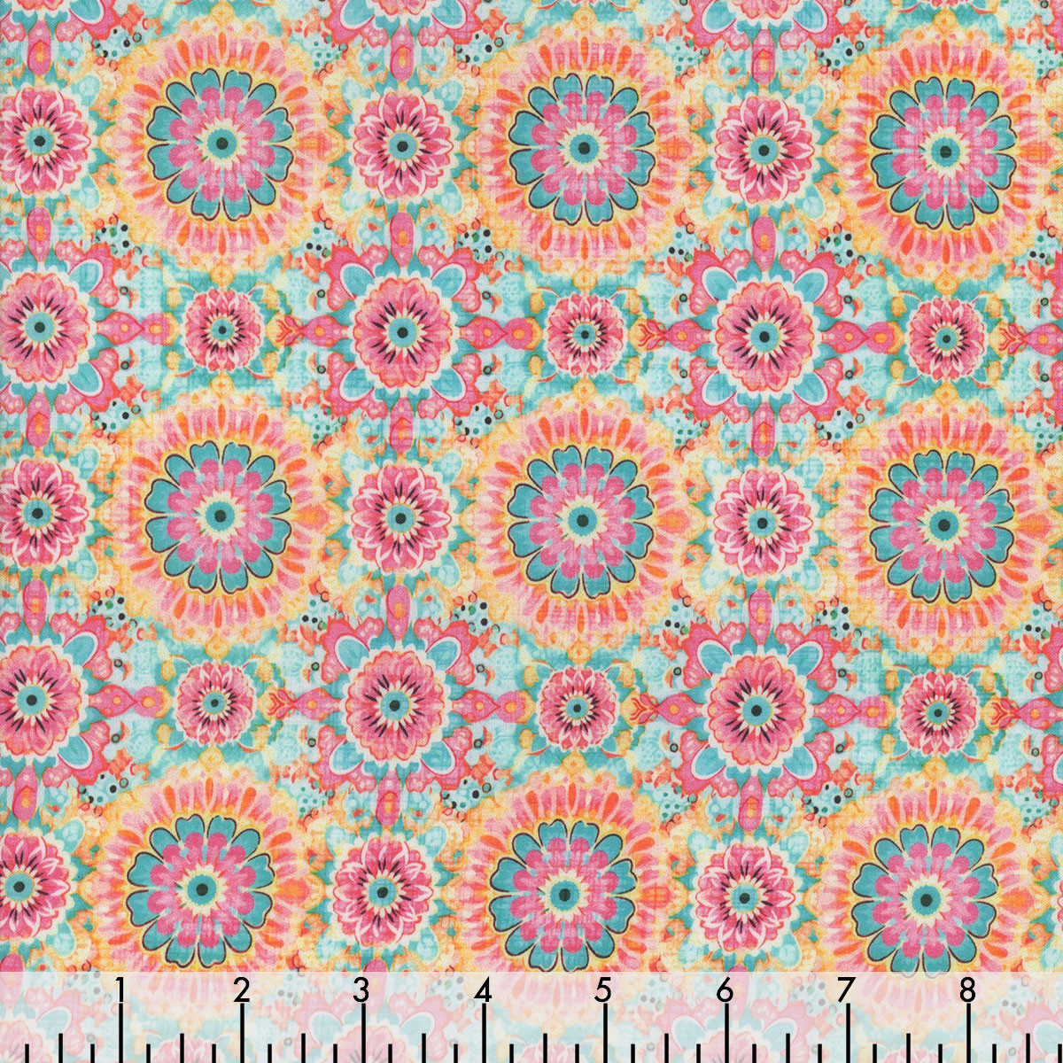 order P6♡ Quilting Treasures Fabrics Exotica Dan Morris Blue Yellow Pink